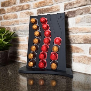 Modern Coffee Pod Holder – 21-Pod Nespresso Capsule Rack | Stylish Wave Design for Kitchen or Office Countertops