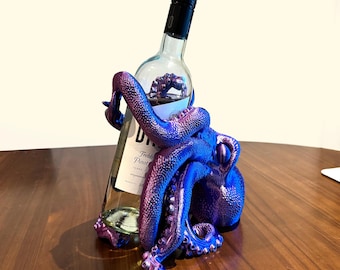 3D Printed Octopus Wine Bottle Holder | Nautical Bar Decor