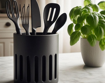 Zeitgenössischer Utensilienhalter | Dekorativer Küchen Organizer | Benutzerdefinierte Farbe Utensilo | 3D Gedruckt