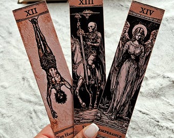 Gothic Tarot Bookmarks Set #5 | Major Arcana Collection | The Hanged Man, Death & Temperance