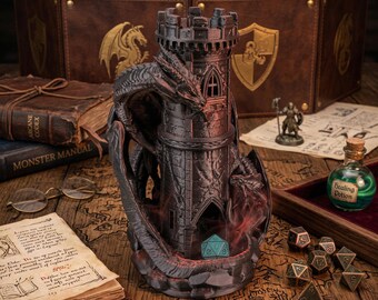 Twin Dragon's Fate Dice Tower | Hand-Finished 3D Printed DnD Accessory