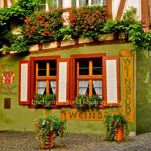 Rhine River village photo, German Weinstube print, photo of Germany, Bar art decor, German gift, Rudesheim photo, Germany travel photography image 1