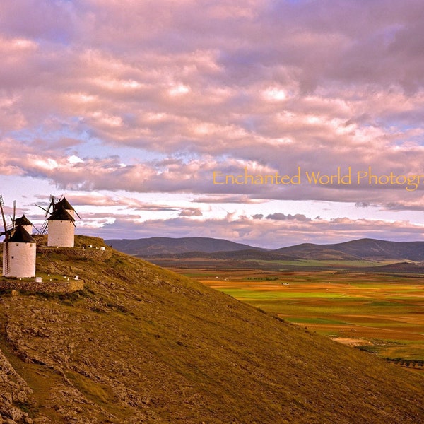 Windmills of La Mancha Spain, Windmills of Don Quixote, Windmill photography, Spain photography, La Mancha Spain photo, Spain travel photo