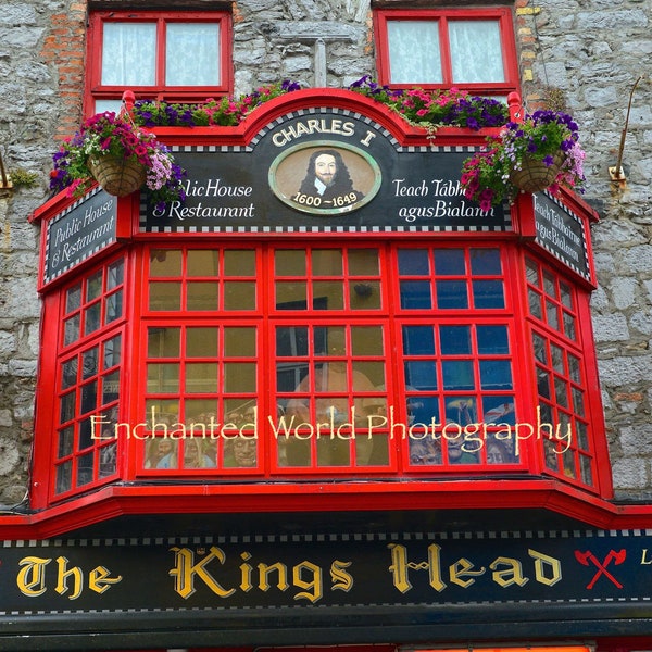 Kings Head Pub print, Galway Ireland photo, Ireland Pub photo, Pub art, Bar decor, Ireland photography, Colorful pub, Ireland gift, man cave