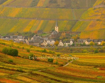 Bremm Germany photo, Mosel River photo, Vineyard village art print, Rhineland photo, Wine bar decor, vineyard wall art, Germany photography