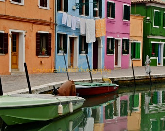 Burano Italy print, Venetian lagoon photo, Venice travel photo, Italian wall decor, Venice gift, colorful village print, Italy photography