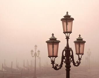 Venice Italy photo, Gondola print, St. Marks Square, Piazza San Marco print, Gondolas in the fog, Italy photography, Italy wall decor