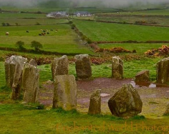 Ireland photography, Drombeg stone circle print, Megalithic art print, stone circle photo, druid site print, County Cork Ireland photo