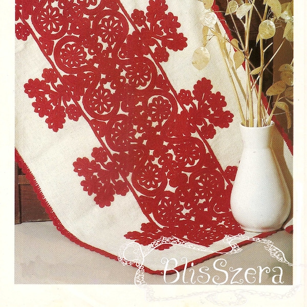 vintage kalotaszegi Hungarian embroidery pattern for wall covering pillow; red-work floral pattern