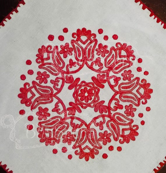 Set of 3 Vintage Hungarian Kalotaszegi Embroidery Tablecloth