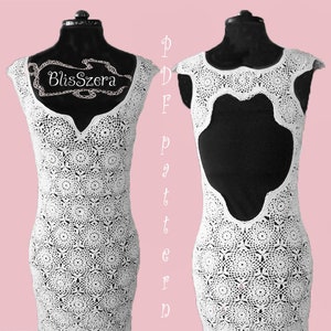 Crochet pattern - open back wedding dress ,  alternative, boho, sleeveless, lace, detailed description, beach summer, unique, instant PDF