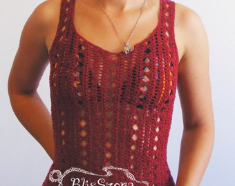 Lace Crochet Summer Top Pattern: Blouse Coverup (PDF Pattern)