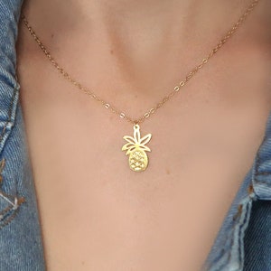 CHRISTMAS SALE Dainty Pineapple Necklace - Pineapple Charm - Gold Filled Chain - Fruit Necklace