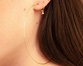 Silver Wire Hoop Earrings, Gold Hoop Earrings, Gold Hoops, XL Hoop Earrings, Hoop Earring, Threader Hoop Earrings