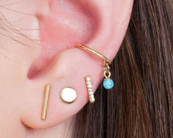 Opal conch cuff, Gold Cuff, Silver Cuff, Dainty Opal Conch Ear Cuff Earrings, No Piercing Ear Cuff
