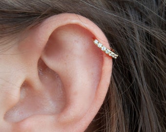 cartilage clicker hoop earring, cz hoop ring, helix piercing