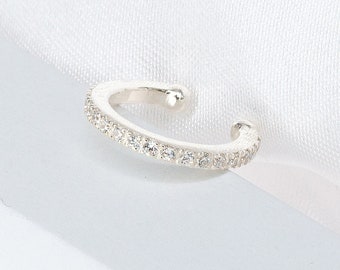 Sterlingzilver 925 CZ diamanten oormanchet: schelpoorring zonder piercing