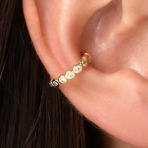 CZ Cuff Earring, Conch Ear Cuff for Non Pierced Ear, Bezel Cubic Zirconia, Ear Huggie Earring, Gift For Her