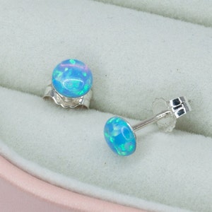 Minimalist Opal Stud Earrings, Silver Opal Earrings, Stud Earrings, White Opal Stud Earrings, Blue Opal Earrings, Stud Earrings, Opal Studs