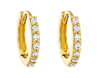Sterling Silver CZ Hoop Earrings, Small Huggies, Second Hole, Gold Plated, Dainty Minimalist, Gift for Her