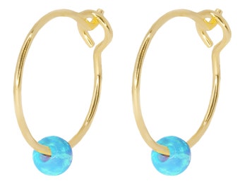 Tiny Blue Opal Earrings, Lightweight and Sturdy, Hypoallergenic Earrings for Women