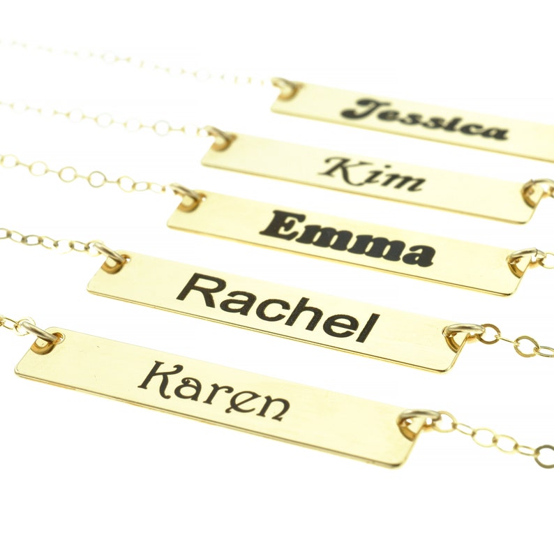 Tiny Name Necklace, Custom Engraved Bar Necklace, Personalized N