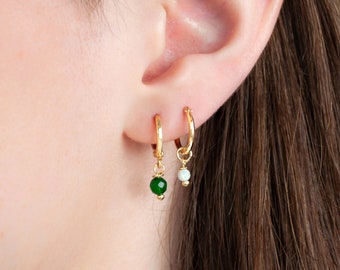 Druppeloorbellen, geboortesteenoorbellen, gepersonaliseerde geboortesteenhoepelsieraden, geboortesteenoorbellen cadeau, gepersonaliseerde oorbellen, cadeau voor haar
