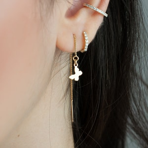 Charm Earrings, Gold Threader Earrings, Dangle & Drop Earrings, Chain Earrings, Delicate Earrings, Gift for Her, Bridesmaid Earrings