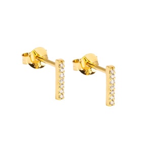 CZ Stud Earrings, Zirconia Bar Earrings, Statement Jewelry, Mismatched Studs for Multiple Piercings