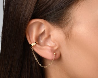 Ear Chain Cuff Gold, Tassel Ear Cuff, Punk Dangle & Drop Earring, Minimalist Chain Cuff Earring, Ball Stud Dangle Earring