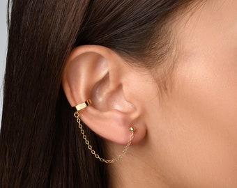 Aneneiceera Boho Foglia Nappa Catena Orecchio Polsino Orecchini Borchie Oro Minuscola Foglia Goccia Orecchini Lunga Catena Penzolare Catena Avvolgere Clip Orecchini Gioielli Per Donne E Ragazze (oro