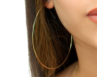 Simple Large hoops, Gold Hoop Earrings, Gold Hoops, XL Hoop Earrings, Hoop Earring, Threader Hoop Earrings