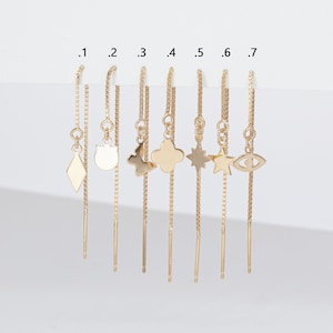 Gold Charm Earrings, Tiny Threader Earrings, Dangle & Drop Earrings, Chain Earrings, Delicate Earrings, Gift for Her, Bridesmaid Earrings