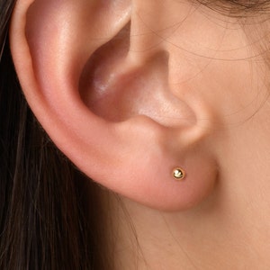 Pendientes de bola de 3 mm, pendientes de lunares pequeños, joyería minimalista, regalo para ella