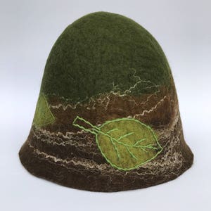 Sauna hat unisex felted wool hat handmade embroidered hat from wool for sauna forest