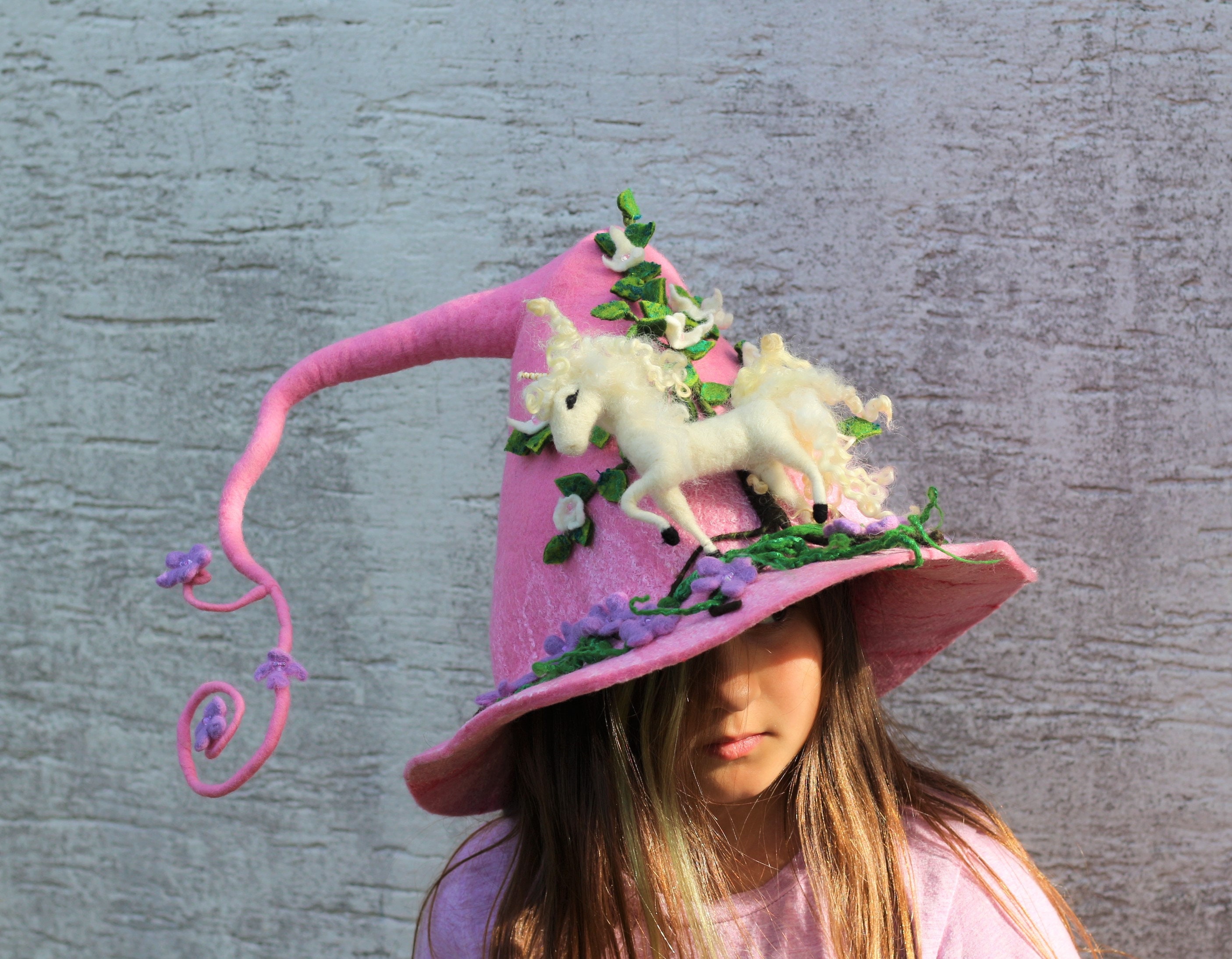 Pink Unicorn Hat Felted Sauna Hat 