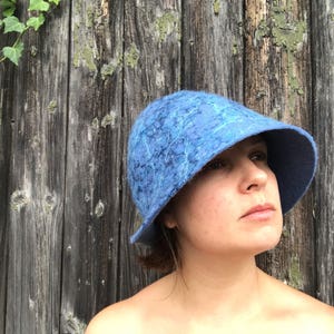 Sauna hoed blauw vilten wol hoed handgemaakt Vilt hoed Gift for Him sauna Accessoires hoed voor mannen met mohair vezel afbeelding 5