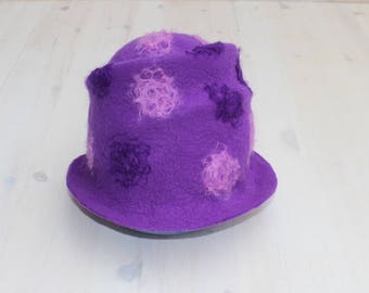 Purple sauna hat for woman, banya cap, bath hat, cap for sauna