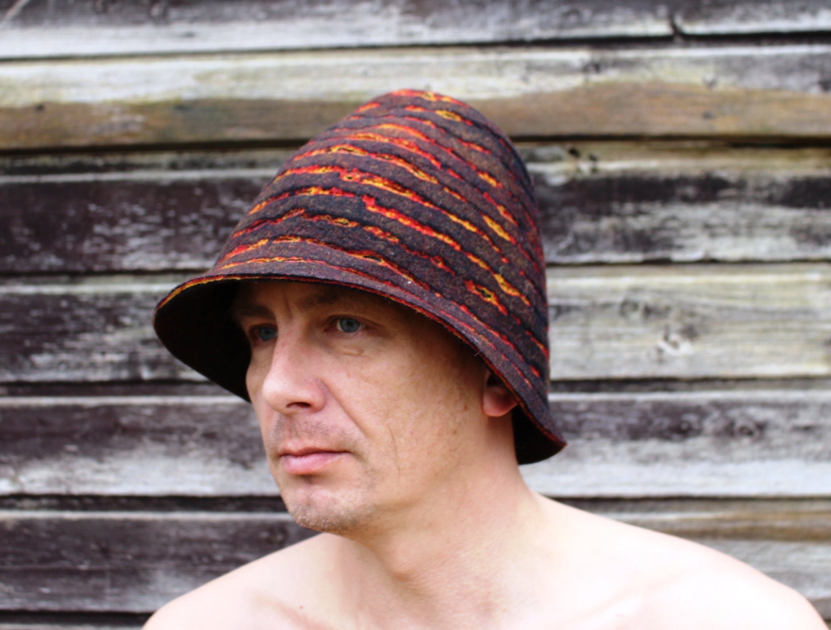 Wool Felt Hat,Wool Felt Hat,Russian Bath House Hat Wool Hat for Men Women,  Bath Protection Hat,Embroidered hut Spa Hat,Show Caps Hut 