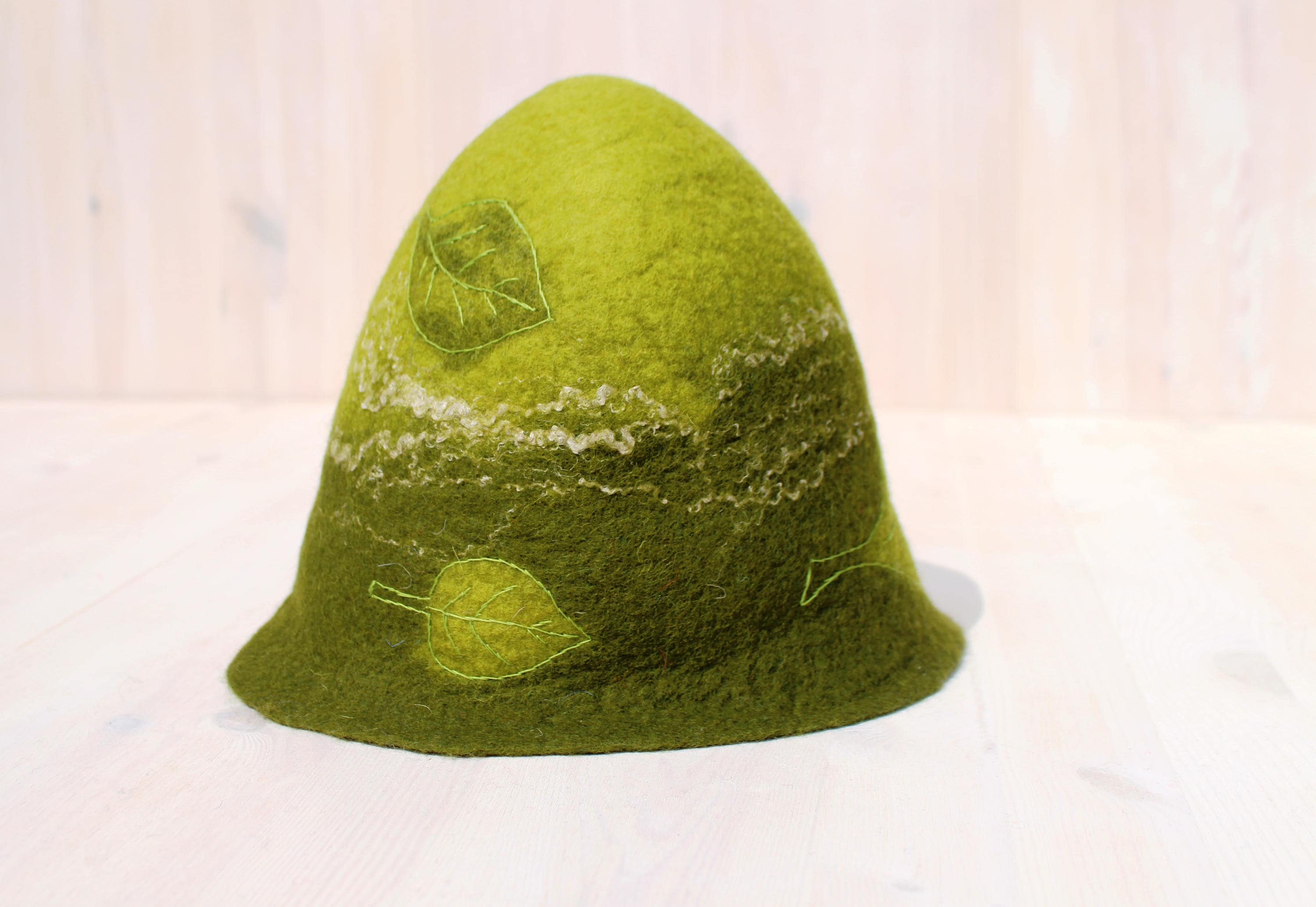 Wool Sauna Hat Handmade Felted Forest Hat Boho Witchy Vibes  Small/child size Sauna Hat, Fairy Tale Felted Wool Hat for Woman, Green  main image 4