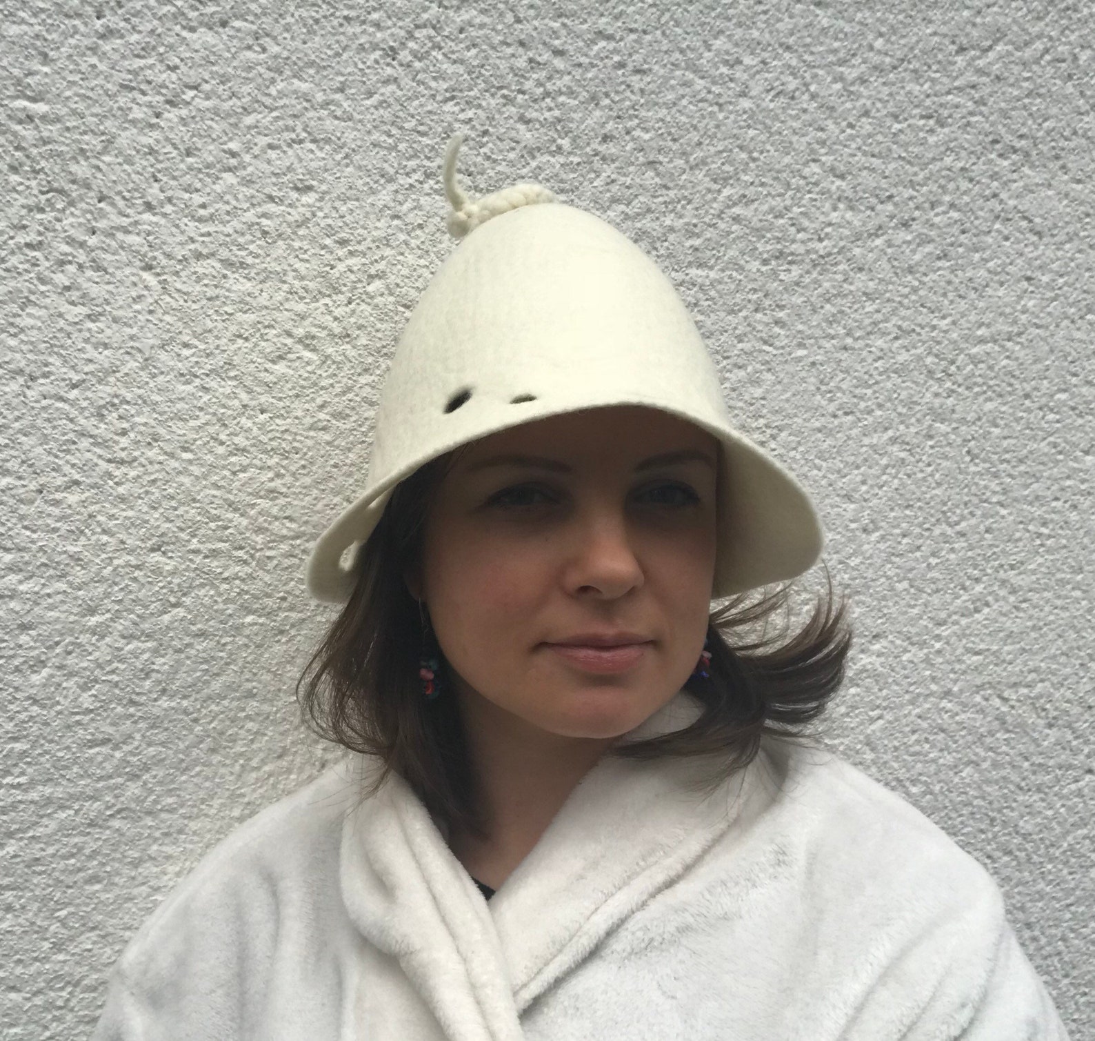 Playful White Sauna Hat Whit Braid Hat for Sauna Woman Hat Etsy