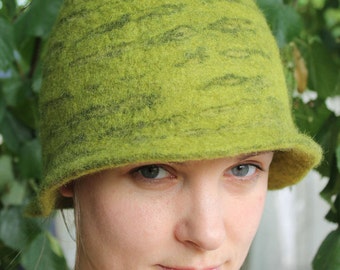 Green felted hat, Sauna hat unisex, Finnish sauna hat, banya hat