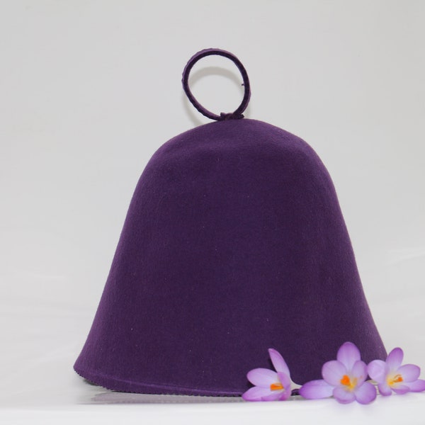 Sauna hat dark purple  felted banya hat