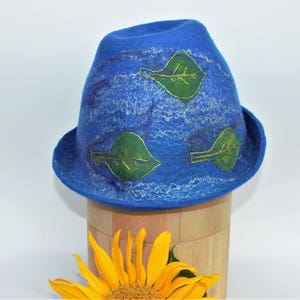 Sauna hat blue felted wool hat handmade Felt hat unisex hat Gift for Him & Her sauna Accessories