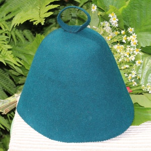 Sauna hat petrol green color ,felted banya hat