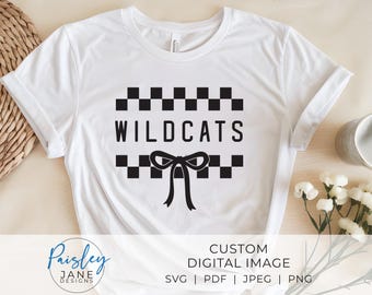 Custom Mascot Checkerboard Bow Design | Digital Download | School Spirit svg pdf png and jpeg