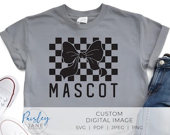 Custom Mascot Checkerboard Bow Design | Digital Download | School Spirit svg pdf png and jpeg
