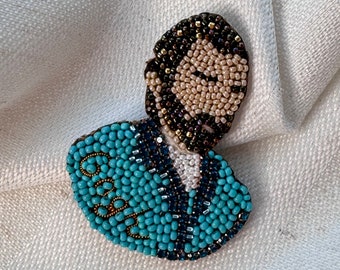 Handmade Van Gogh Brooch: Bead Embroidered Art Jewelry Gift