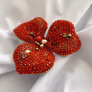 Oranje bloembroche Zeer grote strassteenspeld Handgeborduurde kristallen corsages Valentijnsdagcadeau bloem sieradenspeld