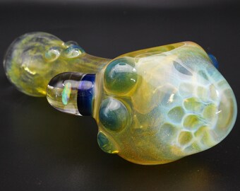 Thick Honeycomb hand pipe / Color changing glass / opal